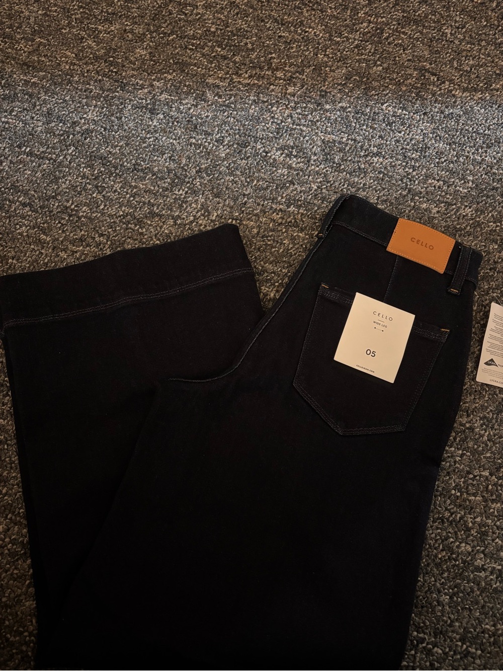 Cello Black Wide Leg Women’s Jeans with Leather Patch